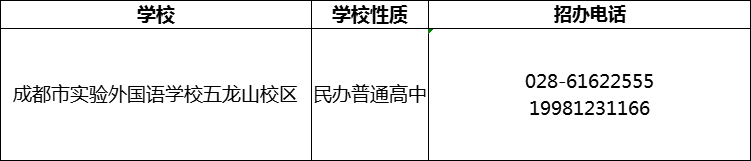 2024年成都市實(shí)驗(yàn)外國語學(xué)校五龍山校區(qū)招辦電話是多少？