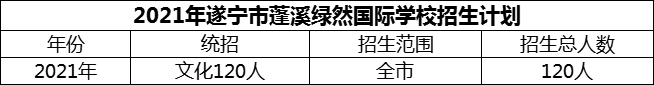 2024年遂寧市蓬溪綠然國際學校招生計劃是多少？