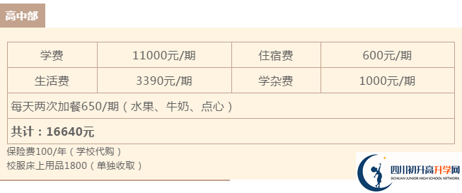 雅安北附實(shí)驗(yàn)學(xué)校住宿費(fèi)用是多少？