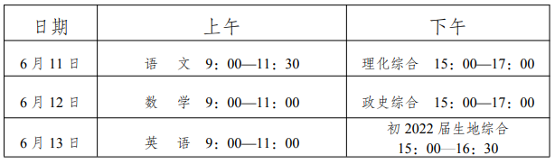 2022年內(nèi)江中考時間安排是怎么樣的？
